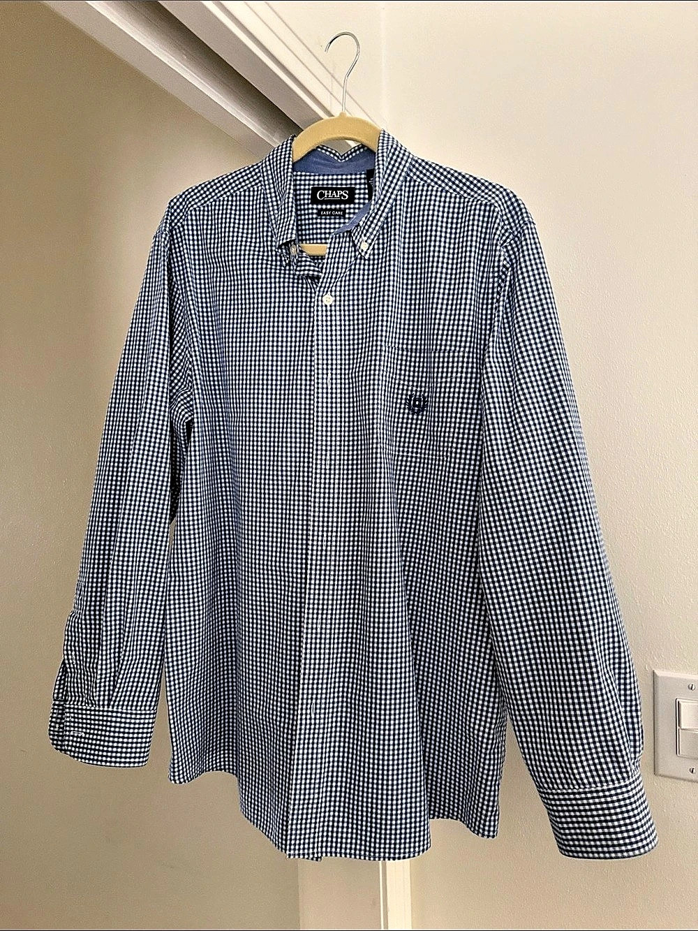 Chaps Easy Care Gingham Long Sleeve Button-Down Shirt